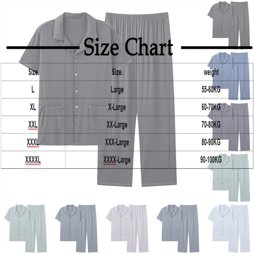 Xiaojmake Men's Button Down Pajamas Set Soft Classic Lapel Sleepwear Cotton Long Sleeve Flannel Top & Pants Set with Pockets2