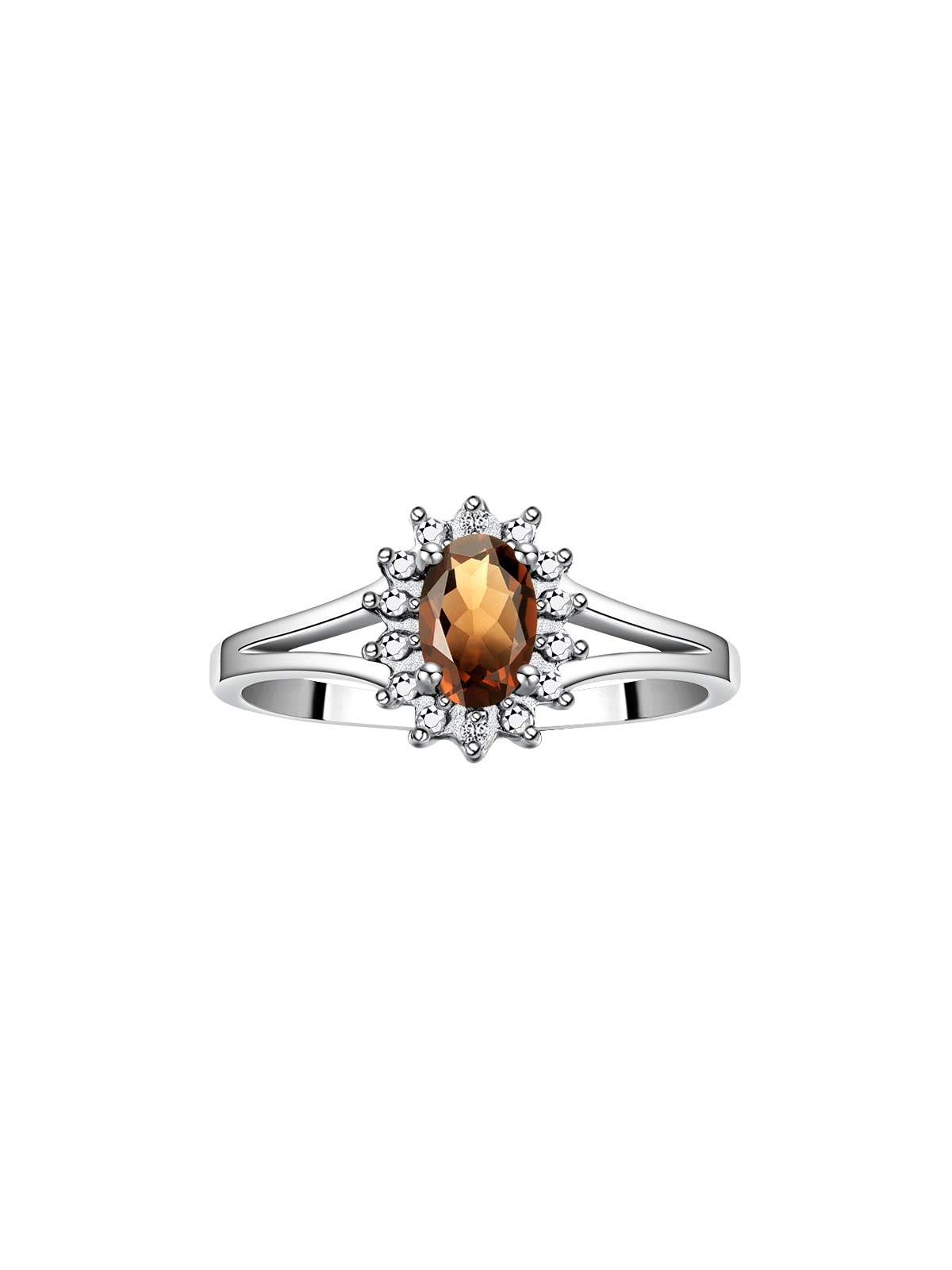 Rylos Halo Ring: Diamond Birthstone with 6X4MM Oval Gemstone - Women's Jewelry in Sterling Silver - Stunning Diamond Ring Sizes 5-10
