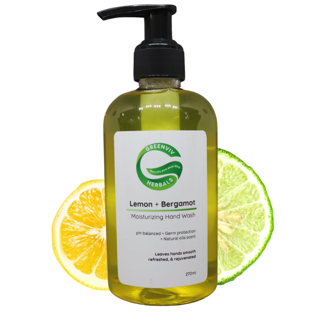 Natural Handwash Liquid Lemon & Bergamot, 270ML, Anti Bacterial Moisturizing Hand Wash
