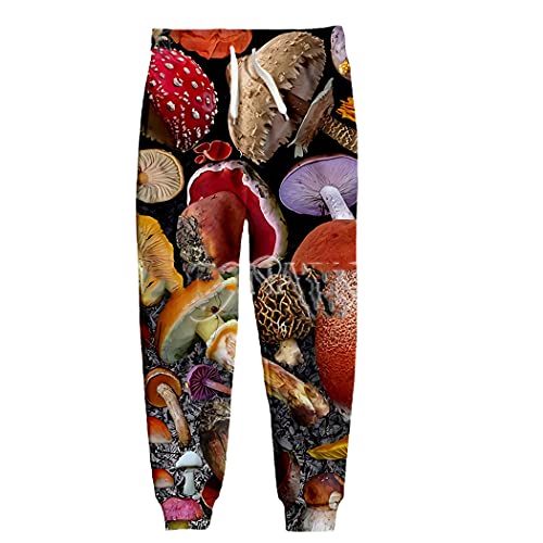 SDSVFG Mushroom 3D Print Hombres Mujeres Moda Cool Pantalones, 03., 27-32