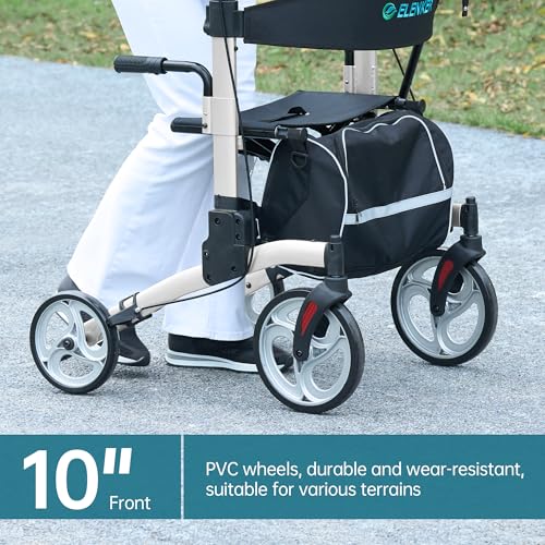 image for ELENKER Upright Walker, Stand Up Folding Rollator Walker with 10” Fr