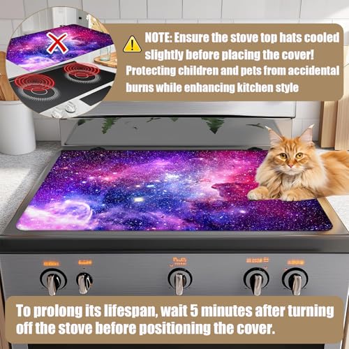 Image of Purple Galaxy Space Stove Top Covers for Electric Stove, Electric Gas Stove Pad Heat Resistant Range Cooktop Protector for Home Decor Kitchen 28 inchx20 inch