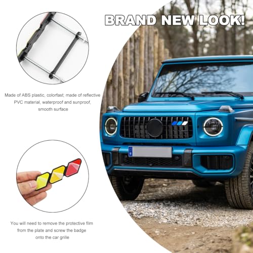 Image of Car Grille Decor Badge, Tri-Color Front Grille Decoration Label Emblem, Creative Badge Decal Auto Bumper Trim Compatible with Tacoma 4Runner, Exterior Car Accessories (Style E)