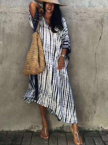 Image of Kaftan Dresses for Women Plus Size Summer Beach Dress with Print and Swim Cover Ups