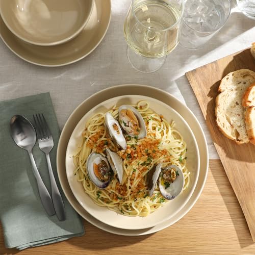 Image of Gibson Home Summer Shades 16 Piece Plates and Bowls Dishes Service for 4 Porcelain Dinnerware Set - Taupe