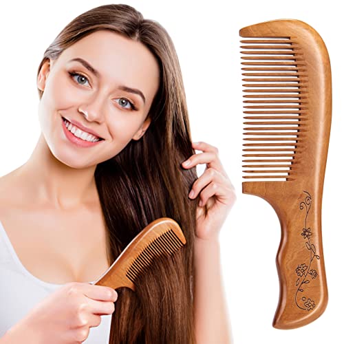 MELLIEX Peine Madera, Peine de Caoba Natural Antiestático Antienredos Cepillo de Pelo para Mujer, Hombre, y Niño
