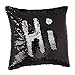 Coussin Paillette Bicolore Housse Coussin Strass Brillant Sequin déco 40 x 40 cm Disco, Noir-Argent