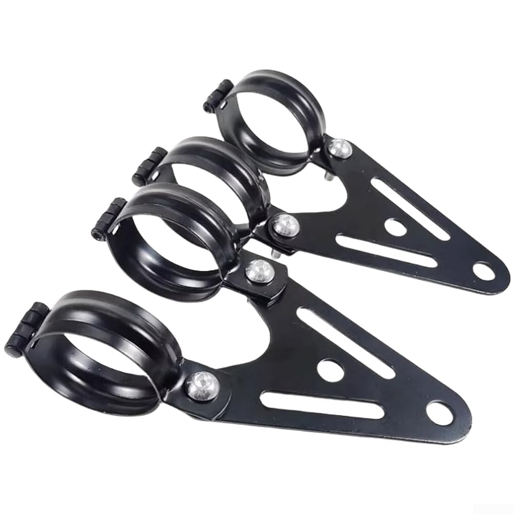 Eisen Motorrad Licht Halterung 32-60mm Robust(Black 42 51mm) | Massives Eisenmaterial, hohe Belastbarkeit, langlebig, schwarz elektroplattiert gegen Korrosion