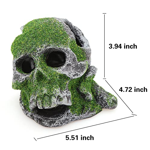 Image of AQUA KT Aquarium Landscape Head Skeleton Skull Rock Fish Hiding Place Cichlid Cave for Gold Betta Fish Tank Decoration Freshwater or Marine Aquariums