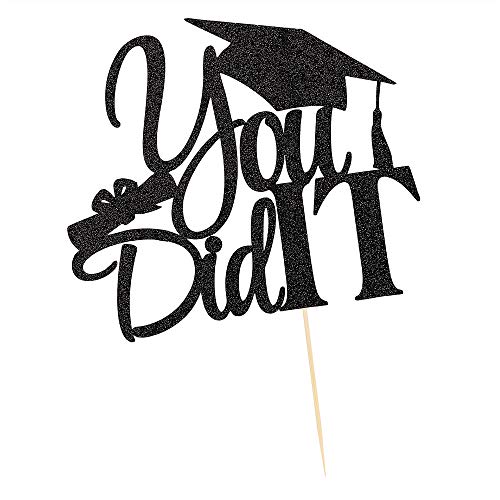 Lveud I Did It Cake Topper - Congrats Grad Cake Toppers - Graduation Party Decorations (Black) #TOP2