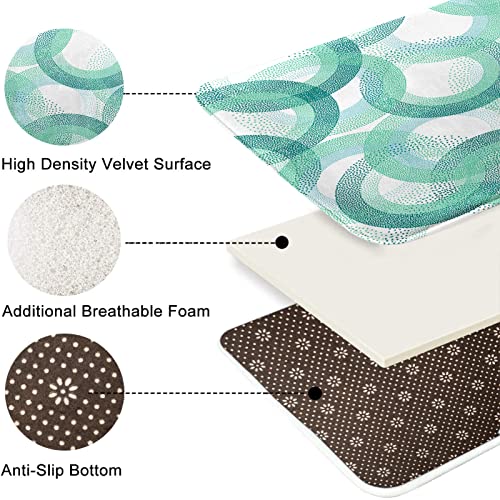 Circle Teal Light Green Shower Curtain Set With Toilet Lid Cover And Non-Slip Rugs, Geometric Round Dots Simple 4 Pcs Shower Curtain For Bathroom, Modern Abstract Bathroom Decor #TOP4