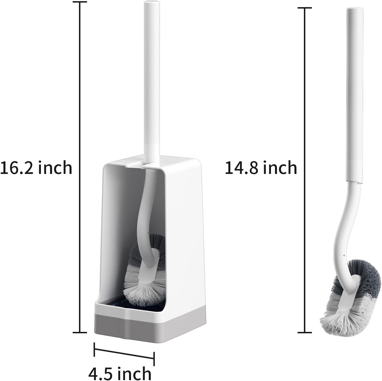 Marbrasse Bathroom Toilet Bowl Brush and Holder, Curved Design Toilet Brush for Deep Cleaning Under Rim, Best Toilet Brush Set, Compact Toilet BowlCleaner Brush for Bathroom, 2 Pack