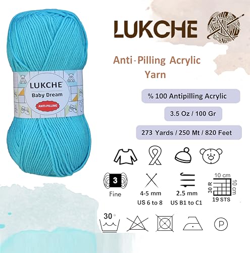 Image of Baby Dream Soft Yarn - 100% Acrylic, Premium Anti-Pilling, 3.5 oz (100g), 273 yds - Soft Yarn for Crochet and Knitting Projects (Turquaise)