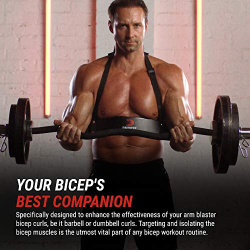 DMoose Arm Blaster for Biceps Triceps Bodybuilding Muscle Strength Gains Workout Equipment Training Contoured Bicep Blaster Isolator Preacher Curling Weight Lifting Adjustable Strap Neoprene Padding