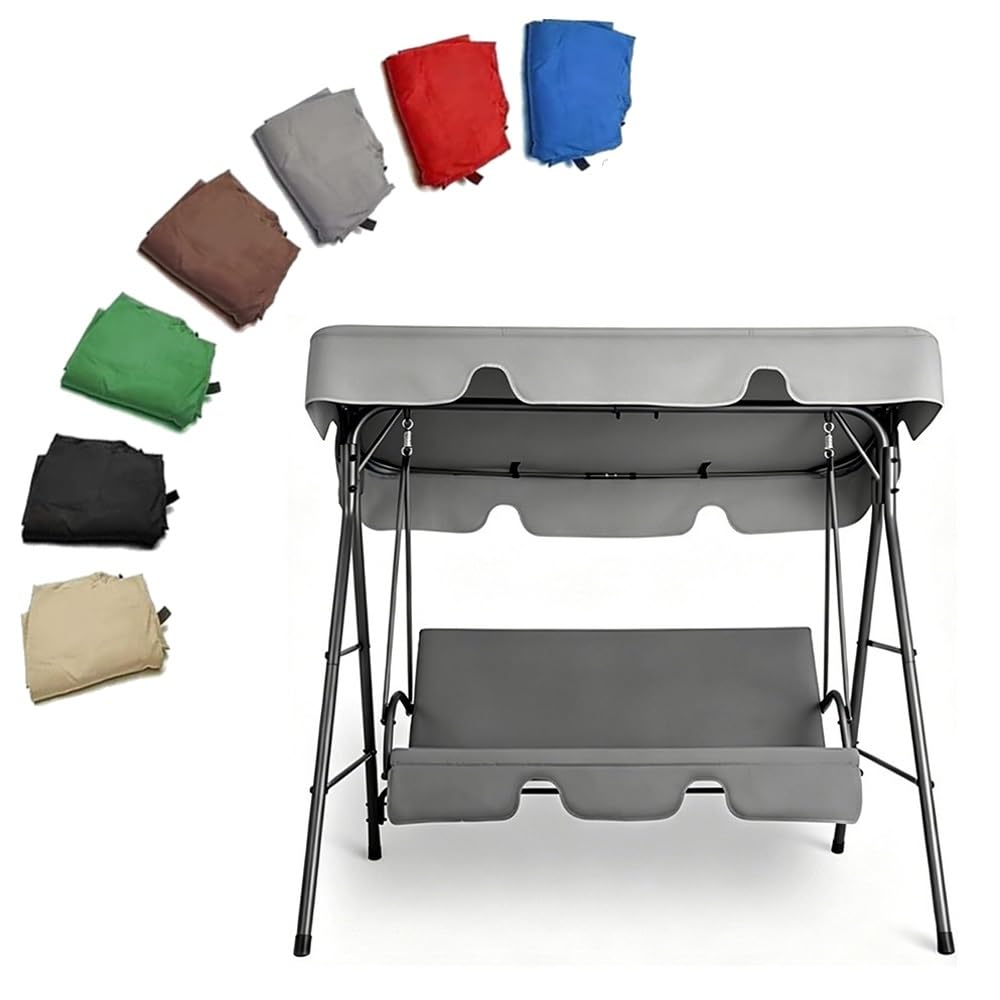 RTVGNSZSJL 77x49in 64x45in Porch Swing Canopy Replacement Outdoor Patio Swing Cover Universal Garden Swing Replacement Canopy Waterproof Oxford Fabric(Grey,75x52x6in-190x132x15cm)