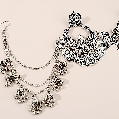 Bollywood Jhumka Jhumki Earring for Women Long Tassel Bohemian Beads Dangle Drop Fashion Chandelier Dangling Stud Earring Traditional Bell Ethnic Gypsy Style Oxidized Indian Jewelry Gift3