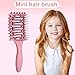 Mini Hair Brush, Travel Hair Brush, Compact Mini Detangler Brush for Easy Styling On-the-Go, Suitable for All Hair Types (Pink)