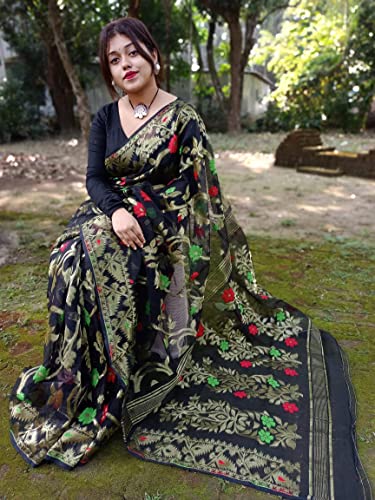 Sari Jamdani Noir pour l'Aïd et Célébrations Traditionnelles
