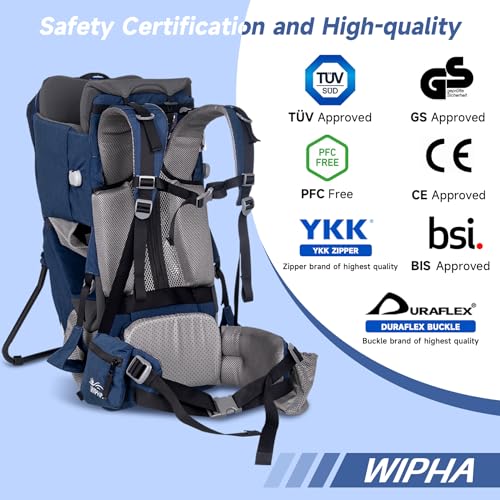 Baby-Backpack-Carrier-Premium-Toddler-Carrier-Hiking-Backpack-with-Sun-Shade-Safe-and-Comfort-Adjustable-Child-Seat-Toddler-Hiking-Baby-Carrier-with-Large-StorageAdjustable-StrapsBlue