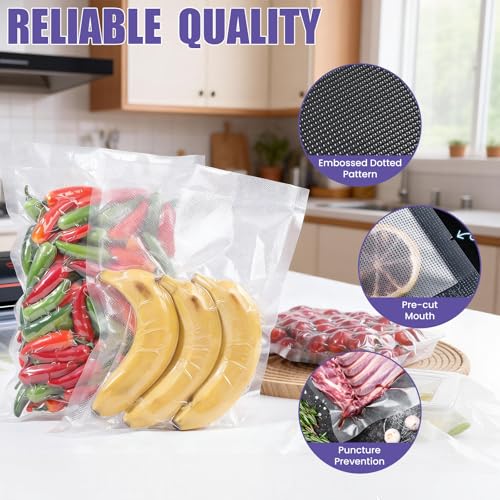 Image of CAREGY Vacuum Sealer Bags 200 Quart | 8 inch x 12 inch with BPA Free for Food Storage Meal Prep or Sous Vide