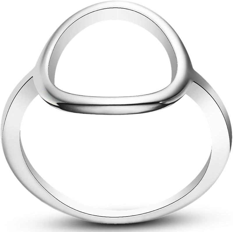 Stainless Steel Open Circle Karma Statement Promise Ring