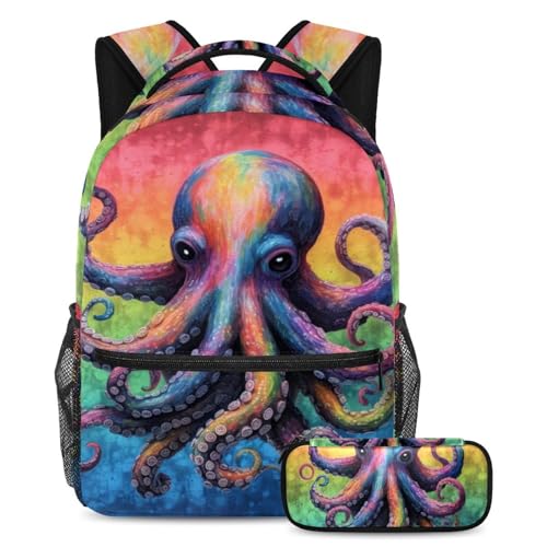 Sac à dos polyvalent taille large résistant pour soulager le dos des élèves avec style pieuvre