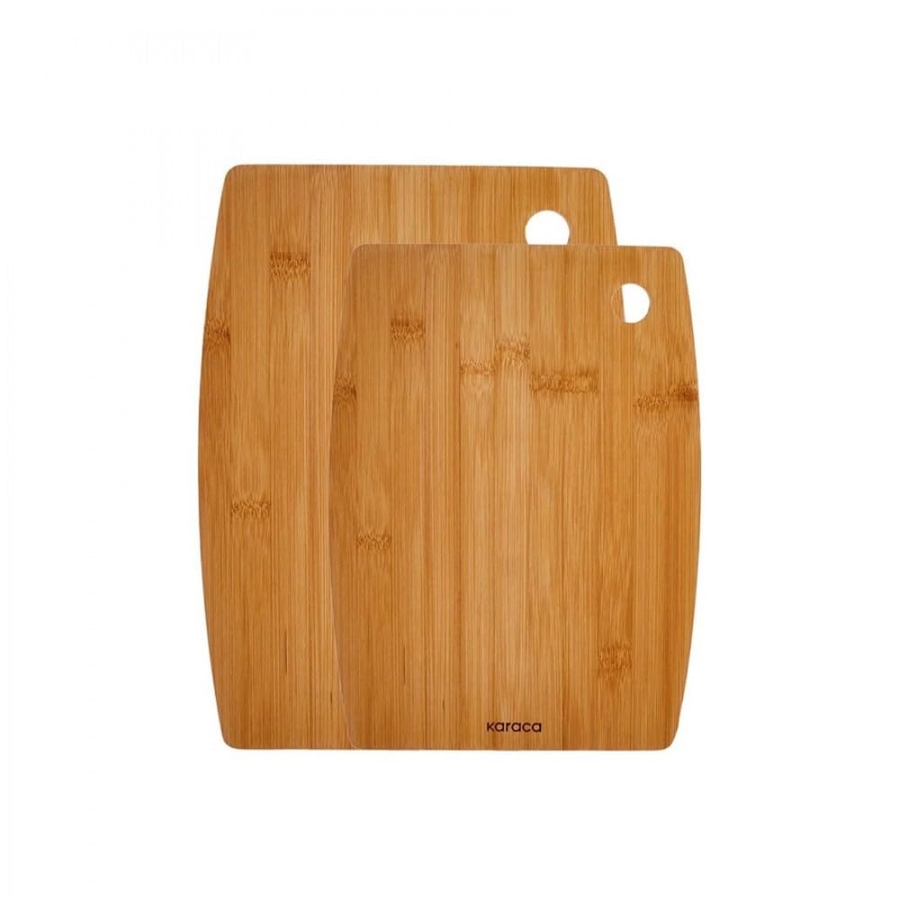 Karaca Bade Bamboo Chopping Board Set - 2-Piece Wooden Cutting Board Set for Kitchen, Large and Small Bamboo Chopping Boards, Wood