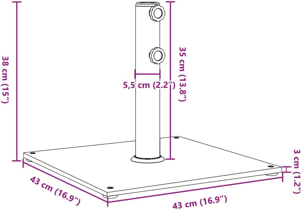 vidaXL Parasol Base for Ø1.3/1.5"/1.9" Poles, Umbrella Stand, Umbrella Base for Patio Lawn Outdoor, Garden Umbrella Holder, 37.5 lb Square