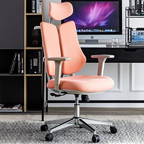 Aleavic Silla De Oficina Ergonómica De Doble Respaldo, Silla Ejecutiva Con Percha, Reposabrazos Ajustable, Silla De Oficina Con Soporte Lumbar Cómodo, Silla De Oficina Rotativa Rosa Aleavic Silla De Oficina Ergonómica De Doble Respaldo, Silla Ejecutiva Con Percha, Reposabrazos Ajustable, Silla De Oficina Con Soporte Lumbar Cómodo, Silla De Oficina Rotativa Rosa