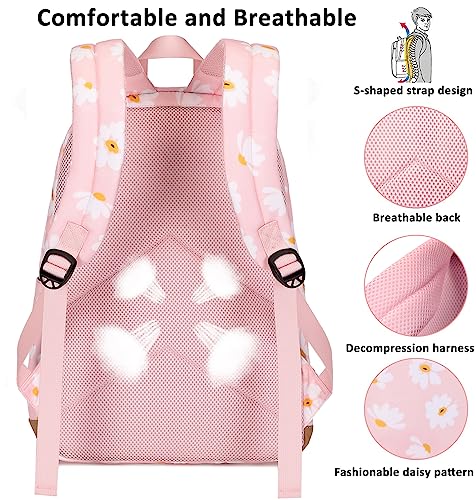 Joyfulife Daisy Backpacks for Girls Lightweight School Backpack with Lunch Box Water Resistant Bookbags for Elementary Students4