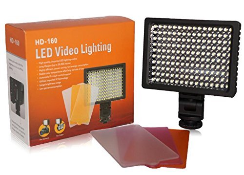 �yPCATEC�z HD-160 LED�r�f�I���C�g �������� 160�� LED�𓋍� �J����&�r�f�I�J�����p 160 LED Video Light Lamp 9.6W Dimmable for Canon Nikon Pentax DSLR Camera