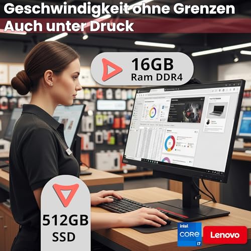Lenovo All in One ThinkCentre TIO24 24 Zoll Full HD | Intel Core i7 | 16 GB | 512GB SSD | DOKING Station 10 IN 1 Webcam Win 11 Pro 36 Monate Garantie Generalüberholt (Kit Tastatur und Maus Italian)