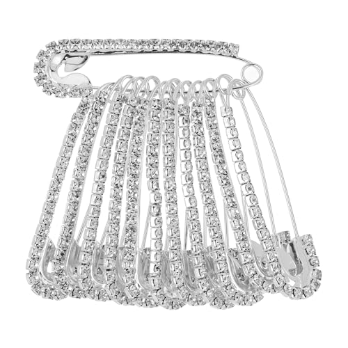 12 Pcs Rhinestone Pins Safety Pin Brooch Sweater Shawl Pins for Skirts Sweaters Scarves Lapel Hats Suit Jackets Accessories