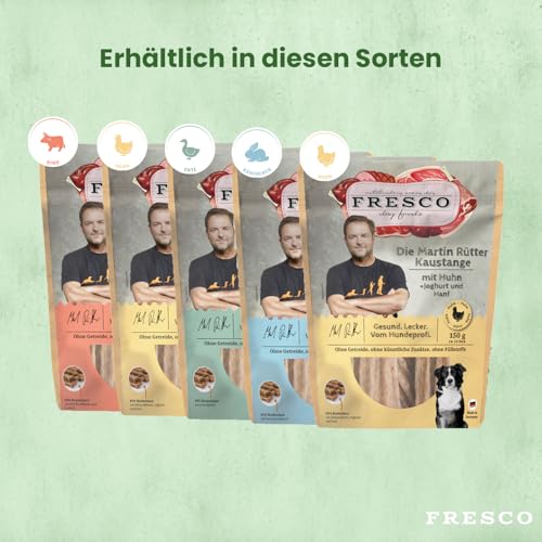 Fresco Martin Rütter Kaustange Rind & Lachsöl | 150 g | Ergänzungsfuttermittelsnack für Hunde | Zur Unterstützung des Kautriebs & der Zahnpflege | Wertvolle Omega-3-Fettsäuren
