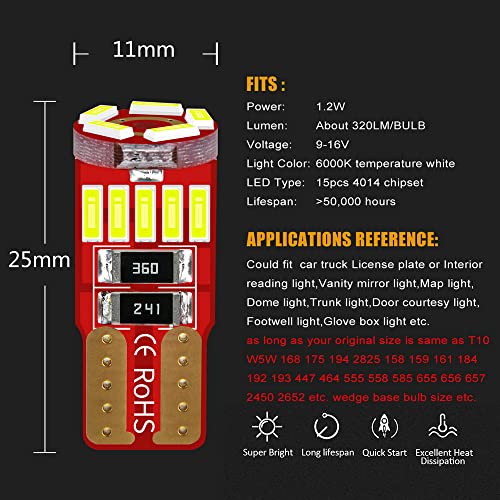 Dodofun 12V 41Mm 578 211-2 212-2 Festoon And T10 194 168 2825 W5W Led Bulbs Combo Kit Super Bright 6000K White For The U.s.a Car Truck Interiors Map Dome Trunk Cargo License Plate Light 12-Pack #TOP2