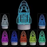 BiKiBao Spacex Night Light, Falcon 9 Dragon Spacecraft- 3D LED Starship Mood Lamp 7 Color Rocket Light for Christmas Ideal Gifts Home Decoration