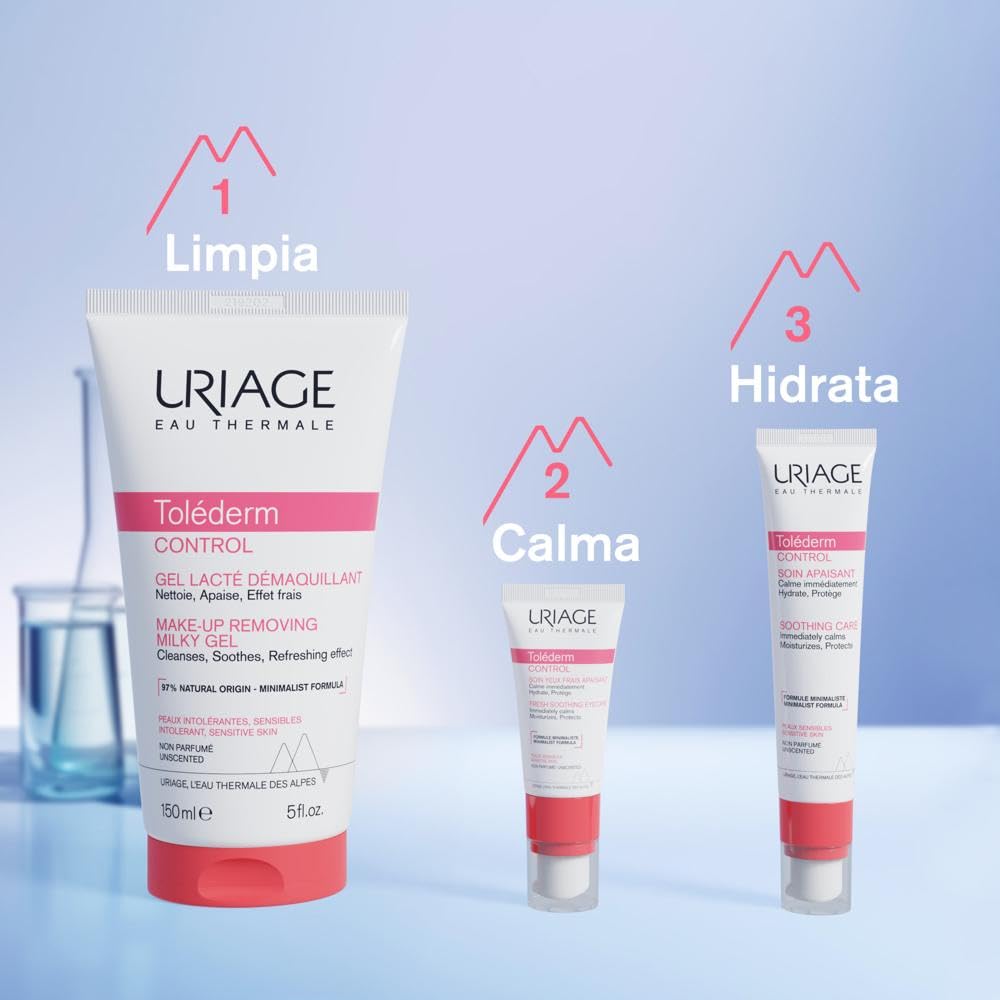 Uriage Tolederm Desmaquillante para Pieles Intolerantes y Sensibles - Al Instante - Limpiador Facial en Gel-Leche con una fórmula minimalista para alta tolerancia - Sin necesidad de aclarado