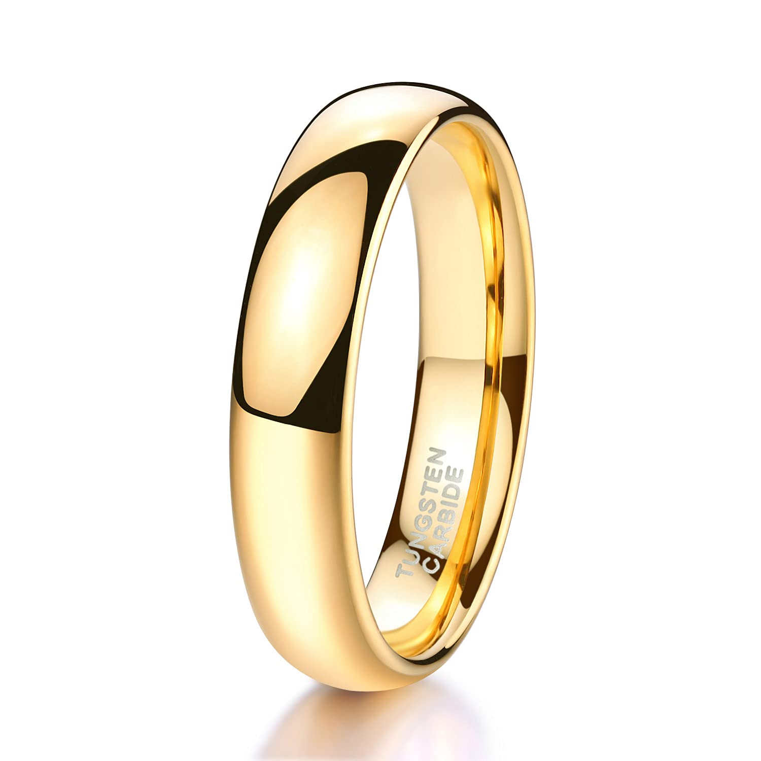 Zakk Ring Damen Herren 2mm 4mm 6mm 8mm Gelbgold Wolfram Poliert Schmal Ringe Verlobungsringe Ehering Hochzeitsband (4mm, 54 (17.2))