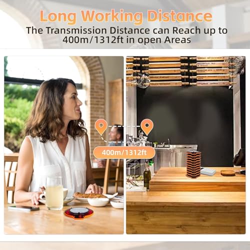 Image of Restaurant Pager System 20 Coaster Pagers and Beepers, Restaurant Beepers Buzzers System with Vibration Flashing Buzzer Queue Wireless Calling System for Food Truck Church Nursery Coffee Shop Bar