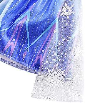 Lito Angels Déguisement Elsa La Reine Des Neiges - Robe De Princesse Avec Cape Paillettes, Pour Filles 3-11 Ans, Bleu