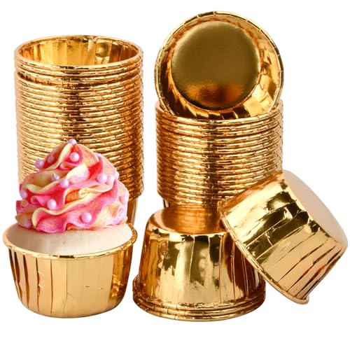 50 PièCes Caissettes Cupcake, Moule Cupcake MatéRiau De Qualité Alimentaire, Caissette Muffins Papier, Cupcake Convient Pour La FêTe De NoëL, L'Anniversaire, Le Mariage, La FêTe, L'Or