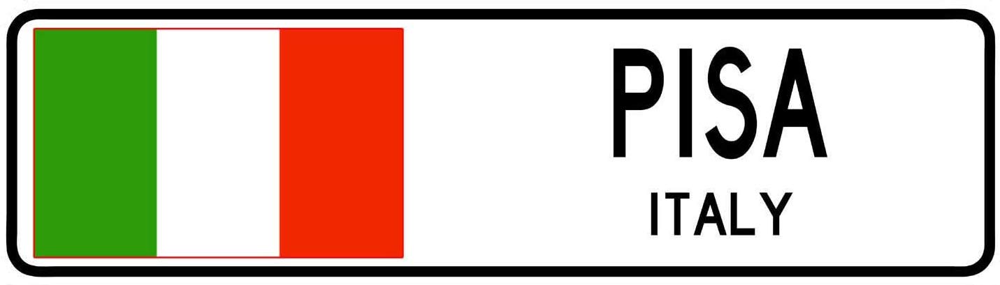 Pisa,Italy Street Sign Italian Flag City Country Road Wall Gift Street Sign Vintage Metal Tin Sign 4x16 Inch