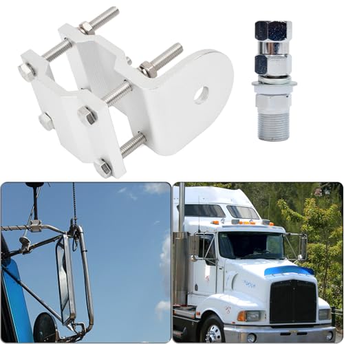 Image of HYS CB Radio Antenna Single Groove Mirror Mount W / SO239 Stud for Wilson | Heavy Duty Double Bracket, for WeBoost Wilson Firestik 102 inch Whip Roof /Surface Mount Antenna Base for Truck Jeep RV SUV