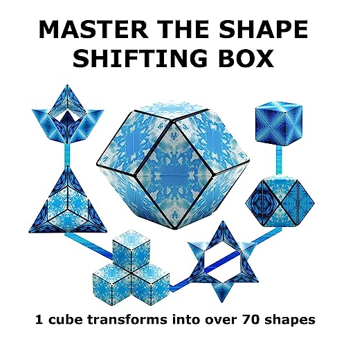 Image of Shashibo Shape Shifting Box - Award-Winning STEM Fidget Toy with Ultra Strong Magnets - Puzzle Cube Transforms Into 100+ Shapes, Perfect Sensory Gift for Kids, Teens, and Adults (Blue Planet)