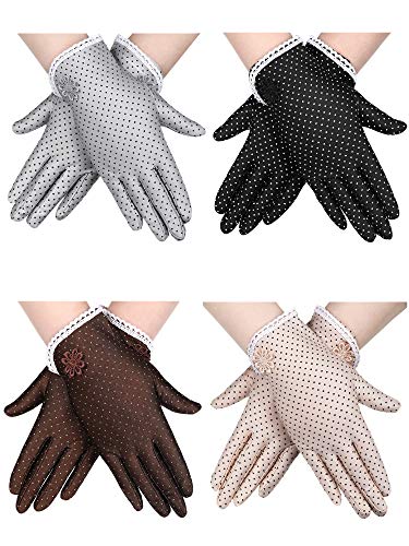 SATINIOR 4 Pairs Women Sunblock Gloves Summer UV Protection Gloves Non Slip Sunscreen Driving Gloves, Multicoloured, 20 cm  7.9 inch in length, 10 cm  3.9 inch in widt