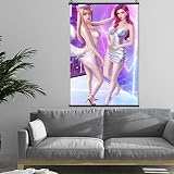 Poster de défilement animé sexy femme Yuri Lesbians Hentai Waifu Oppai Ass Ecchi peintures murales art peinture murale poster décoration d'intérieur cadeau 35 x 45 cm
