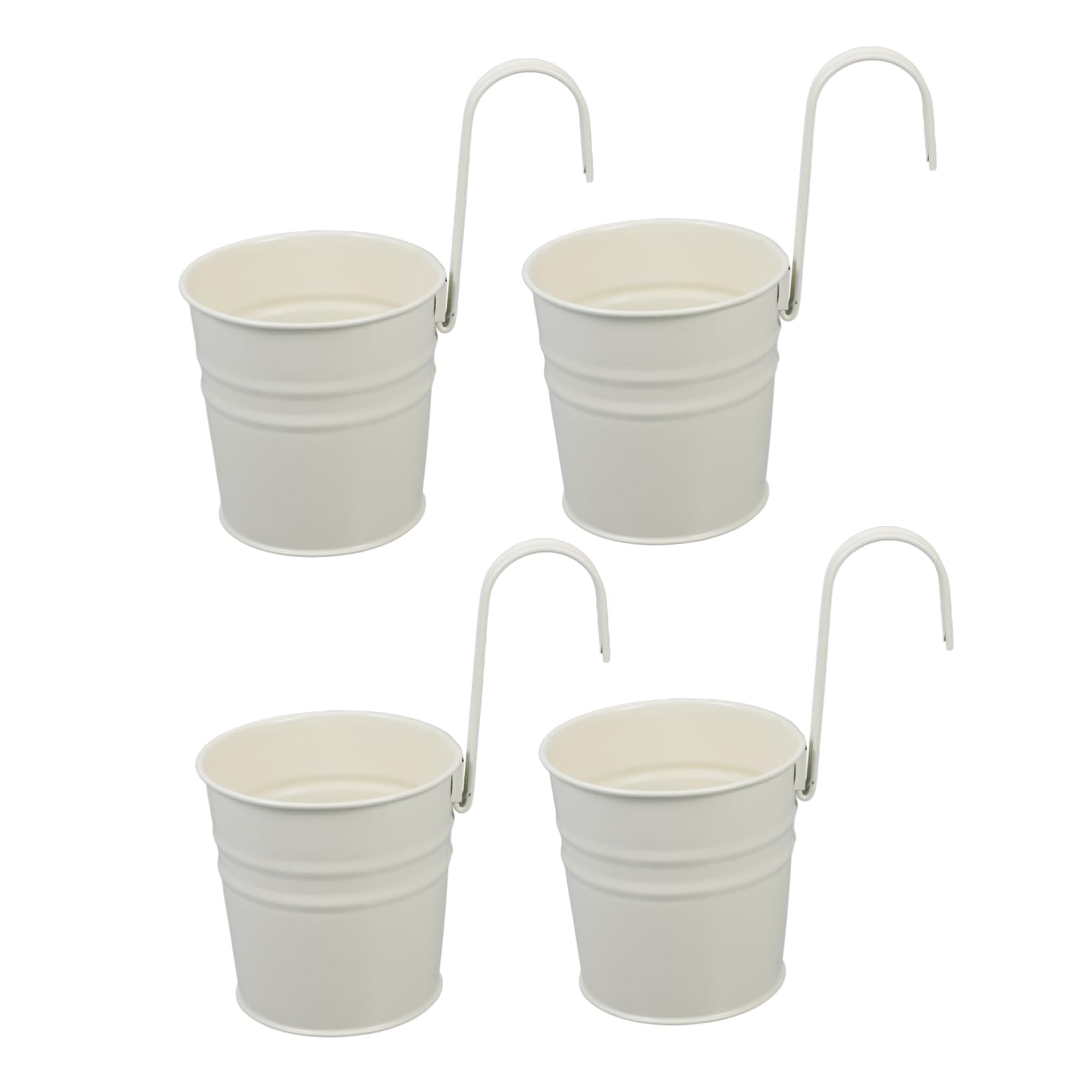 Gatuida Secchio per Fiori da Balcone Sospeso in Ferro 4 Pezzi Bianco