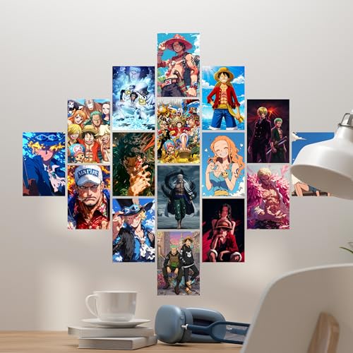 Image of One Piece Poster Collage Set of 54 (4x6 Inch) - Premium Anime Wall Art Featuring Luffy, Zoro, Sanji, Nami, Straw Hat Crew & Iconic One Piece Scenes | Wanted Posters & Anime Room Decor for One Piece Fans, Collectors & Otakus
