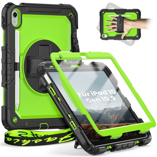 Coque iPad 11 pouces 2025 solide anti-chute pour sécuriser votre tablette avec sangle jaune