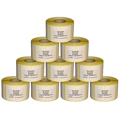 10.400 Thermoetiketten für Bizerba - 58 x 43 mm - Hülse 40 mm - permanent haftend Cover